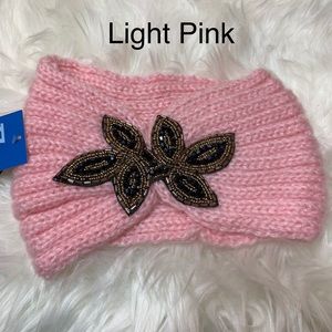 Knitted Headwrap Ear Warmer with Beaded Bling